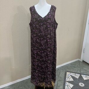 Charter Club 100% Silk Maxi Dress Fairy Purple Floral Womens Sz 18W Boho Cottage